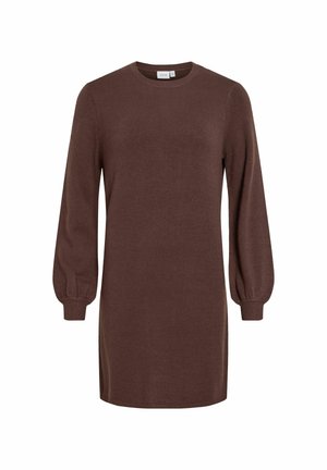 VILA, KNITTED DRESS VIRIL SHORT - Robe pull - coffee bean