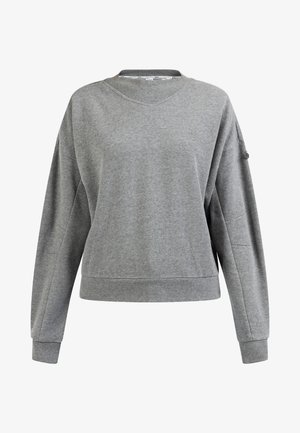 Grijze sweatshirt van zachte stof, met een ronde halslijn, lange mouwen en een losse pasvorm, met subtiele branding op de borst.
