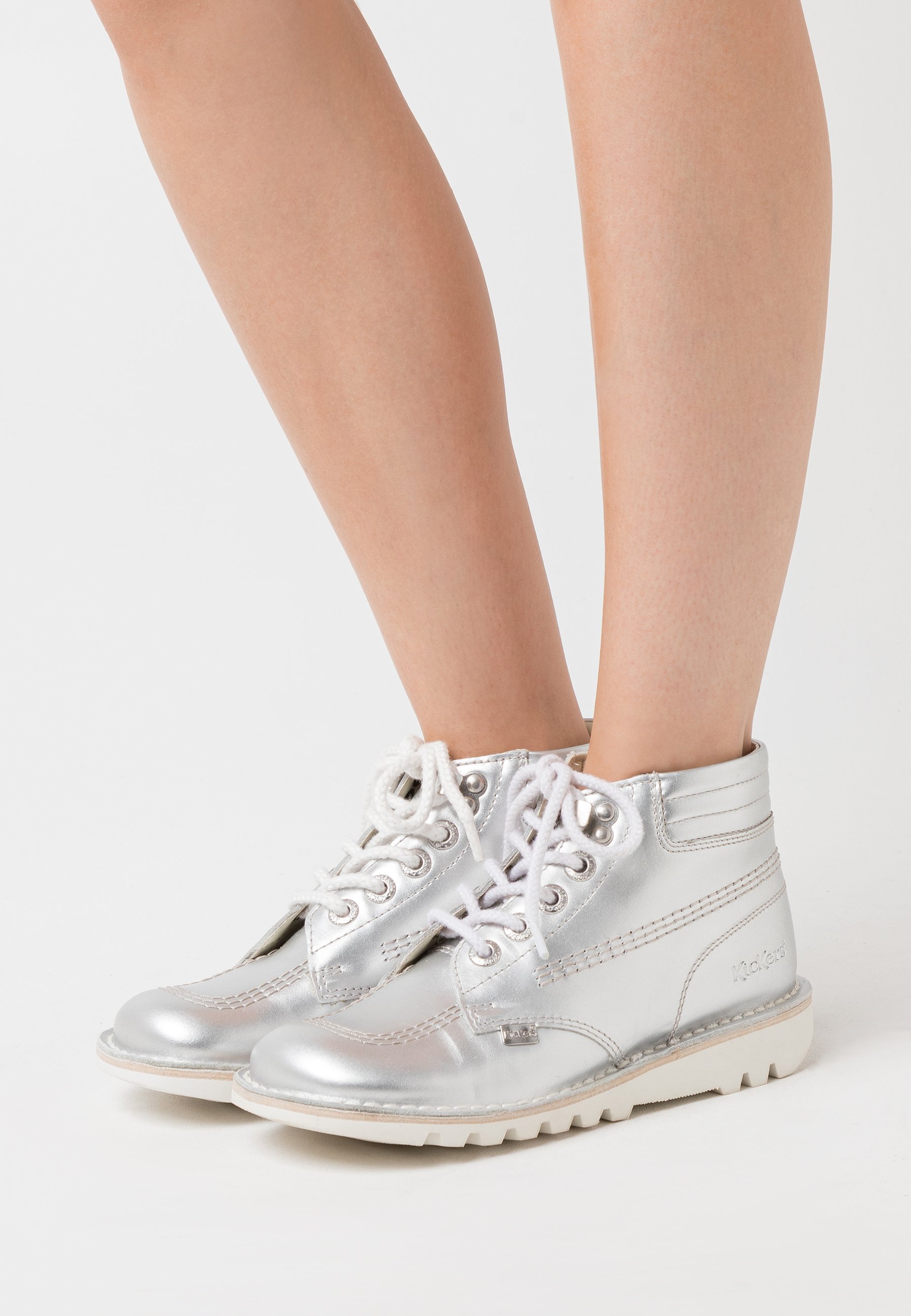 kickers silver boots