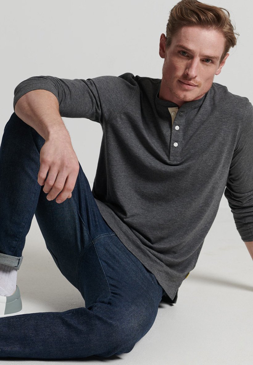 Superdry STUDIOS SLUB HENLEY - Long 