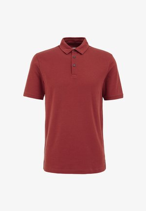 Polo de algodón de manga corta roja, con cuello clásico, tapeta de tres botones y un corte relajado sin patrones.
