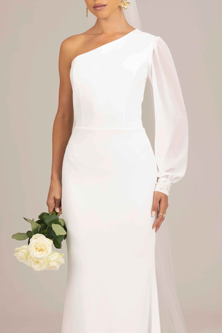 WAL MADELINE PEARL ONE SLEEVE Vestido de fiesta white