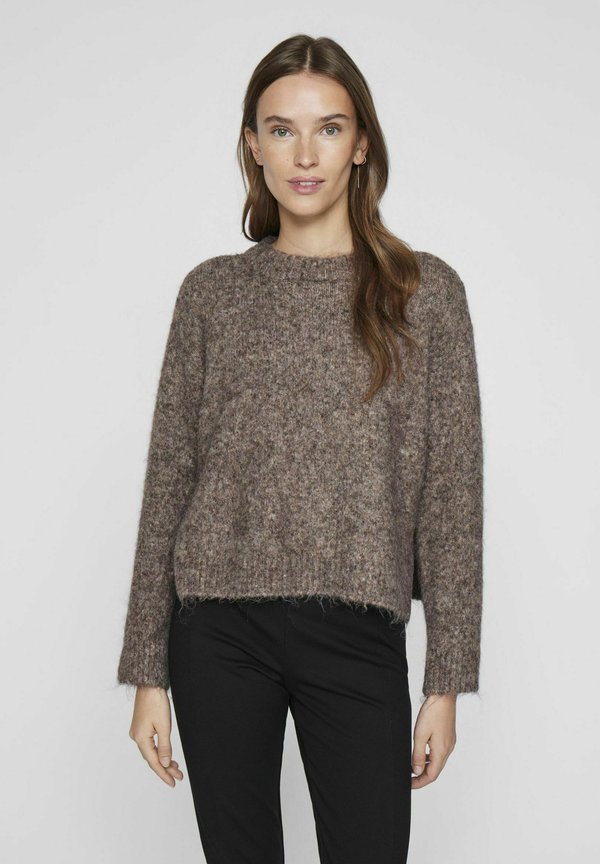 RUNDHALS - Strickpullover - taupe gray