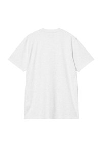 Camiseta de algodón gris con mangas cortas, cuello redondo y una silueta relajada. Presenta una textura suave y sin patrones o diseños visibles.