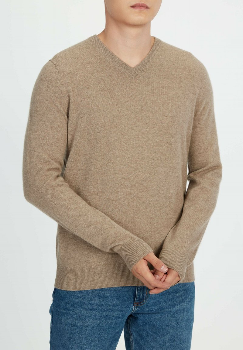 Herren Strickjacken | GOBI Cashmere Strickpullover beige/taupe - JK11901 Herren Strickjacken | GOBI Cashmere Strickpullover beige/taupe - JK11901