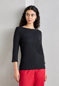 Marc O'Polo 3/4 SLEEVE FINE BINDING AT NECK - Långärmad tröja - black