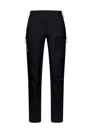 Pantaloni neri da esterno a gamba dritta, con tasche con zip, ginocchia rinforzate e inserti in tessuto testurizzato per una maggiore durata.