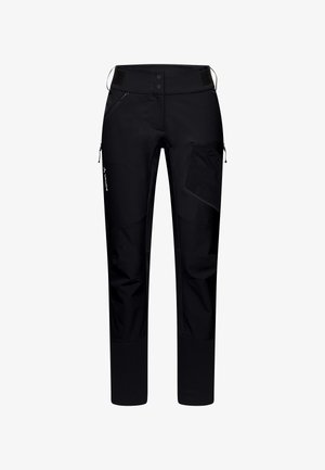 Pantaloni neri da esterno a gamba dritta, con tasche con zip, ginocchia rinforzate e inserti in tessuto testurizzato per una maggiore durata.