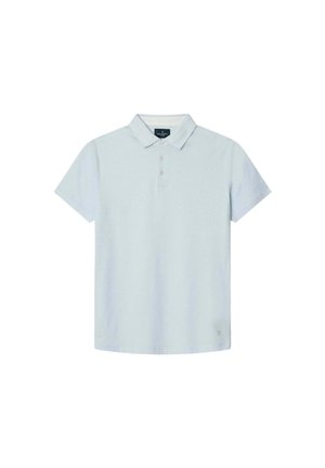 Hellblaues Poloshirt aus weichem Stoff mit klassischem Kragen, kurzen Ärmeln und einem Placket mit drei Knöpfen. Dezentes Logo am Saum.