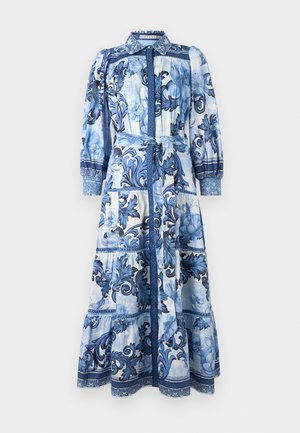 Alice + Olivia GENEVA TIERED BLOUSON SLEEVE MIDI DRESS - Vestido camisero - scroll symphony