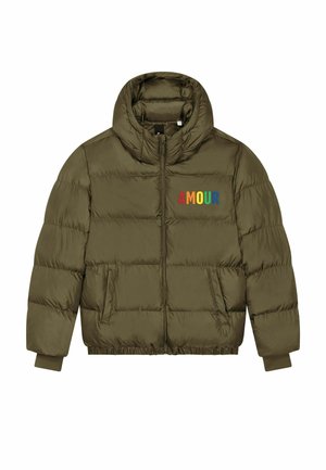 AMOUR EMBROIDERY UNISEX PUFFER  - Giacca invernale - khaki