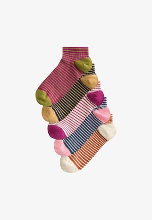 Next, STRIPE TRAINER SOCKS 5 PACK . - Sneaker socks - burgundy red cream