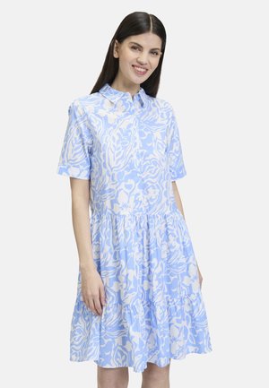 MIT TASCHEN - Skjortekjole - weiß blau