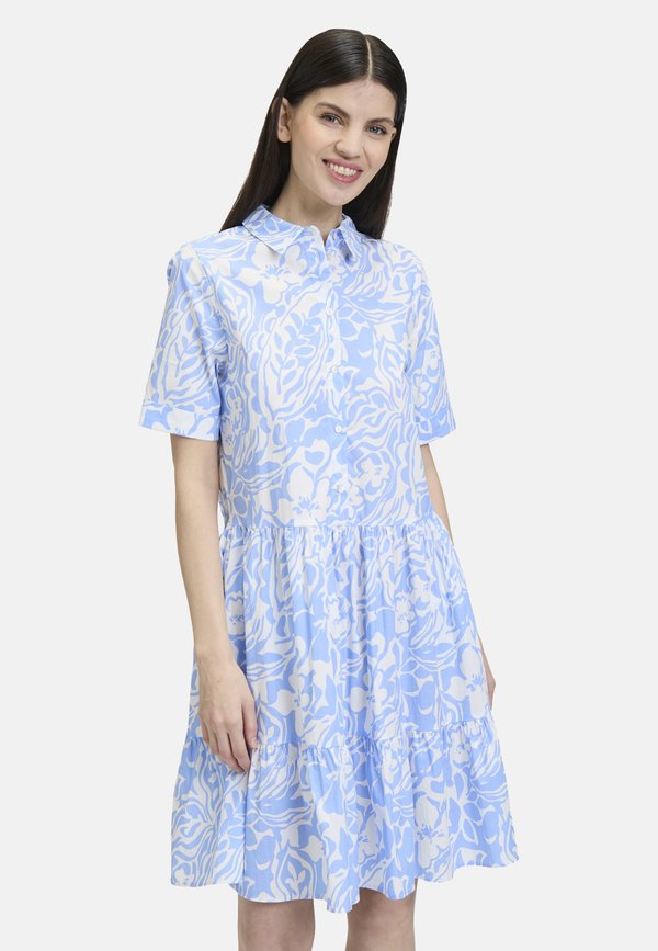 MIT TASCHEN - Blusenkleid - weiß blau