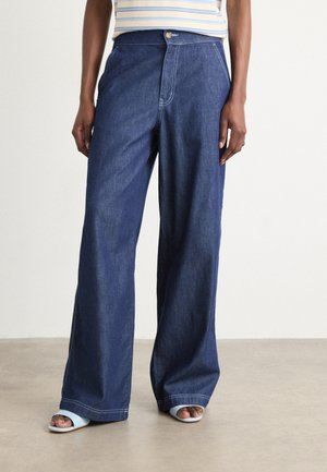AIR SOTEM PANTS - Flared jeans - dark blue denim