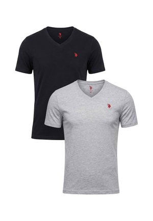 U.S. Polo Assn., USRIIDER. 2 PACK - T-Shirt basic - grau-schwarz