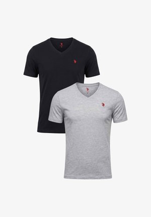 U.S. Polo Assn., USRIIDER. 2 PACK - T-Shirt basic - grau-schwarz