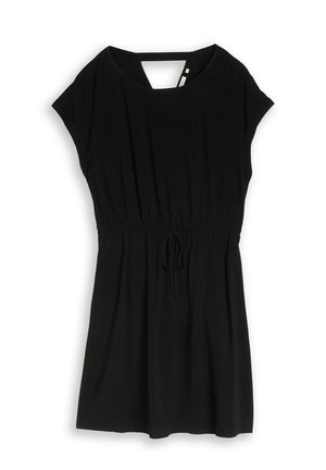 TOM TAILOR DENIM, TOM TAILOR DENIM KLEIDER & JUMPSUITS MINI-KLEID MIT SCHLEIFEN-DETAIL - Denné šaty - deep black