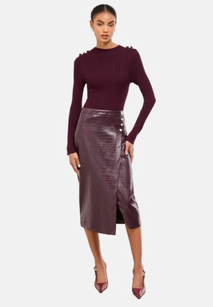 REGULAR FIT 2-IN-1 CREW NECK LONG SLEEVE MIDI - Etui-jurk - burgundy red
