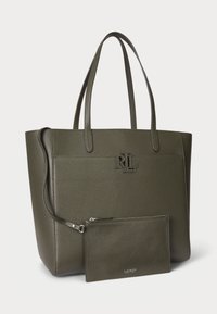Lauren Ralph Lauren PEBBLED LEATHER LARGE CAMERYN TOTE BAG - Shopping bag - dark olive