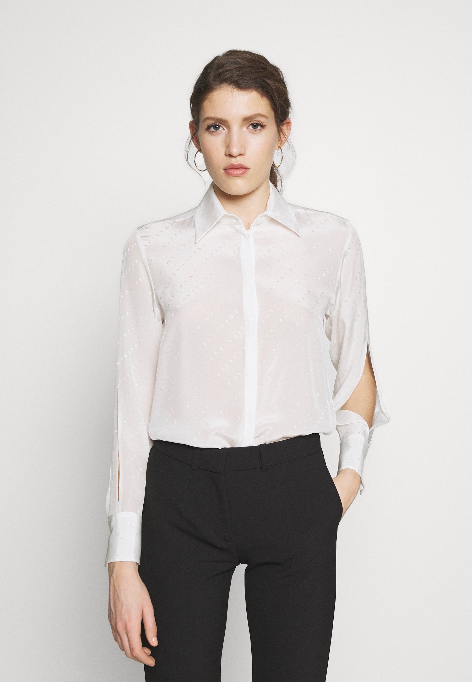 Victoria Victoria Beckham SPLIT SLEEVE Skjorte white Victoria Victoria Beckham SCARF NECK - Bluser - white