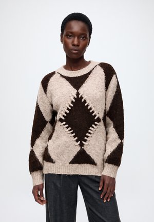 VILA, VITORA O NECK TOP - Пуловер - natural melange/coffee bean
