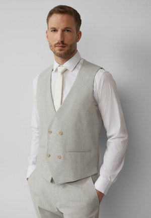 s.Oliver BLACK LABEL PURE DOPPELREIHIGE AUS KARIERTEM STRETCH - Suit waistcoat - grau
