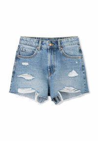 RIPPED - Denim shorts - dark blue