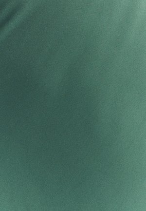 Tumši zaļa auduma virsma ar gludu, nedaudz spīdīgu tekstūru. Materiāls ir vienmērīgs, bez redzamām rakstu vai detaļu pazīmēm.