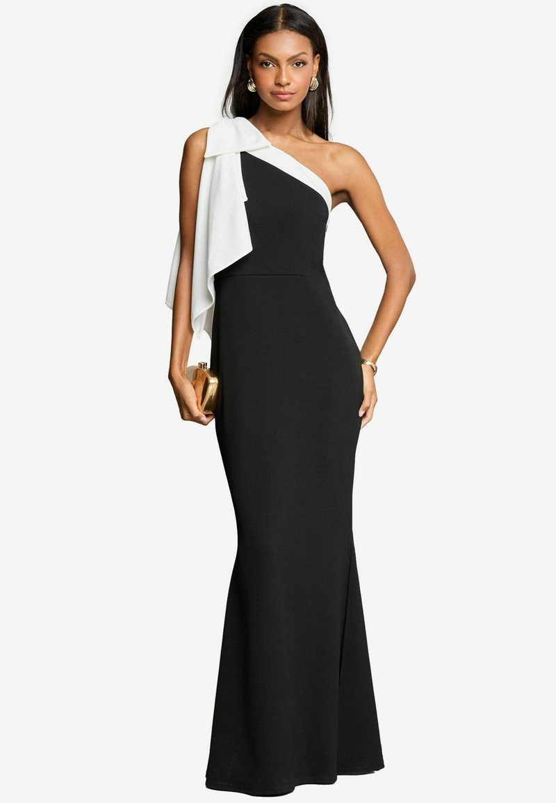 Lipsy PETITE FIT - ONE SHOULDER BOW - Iltapuku - black white