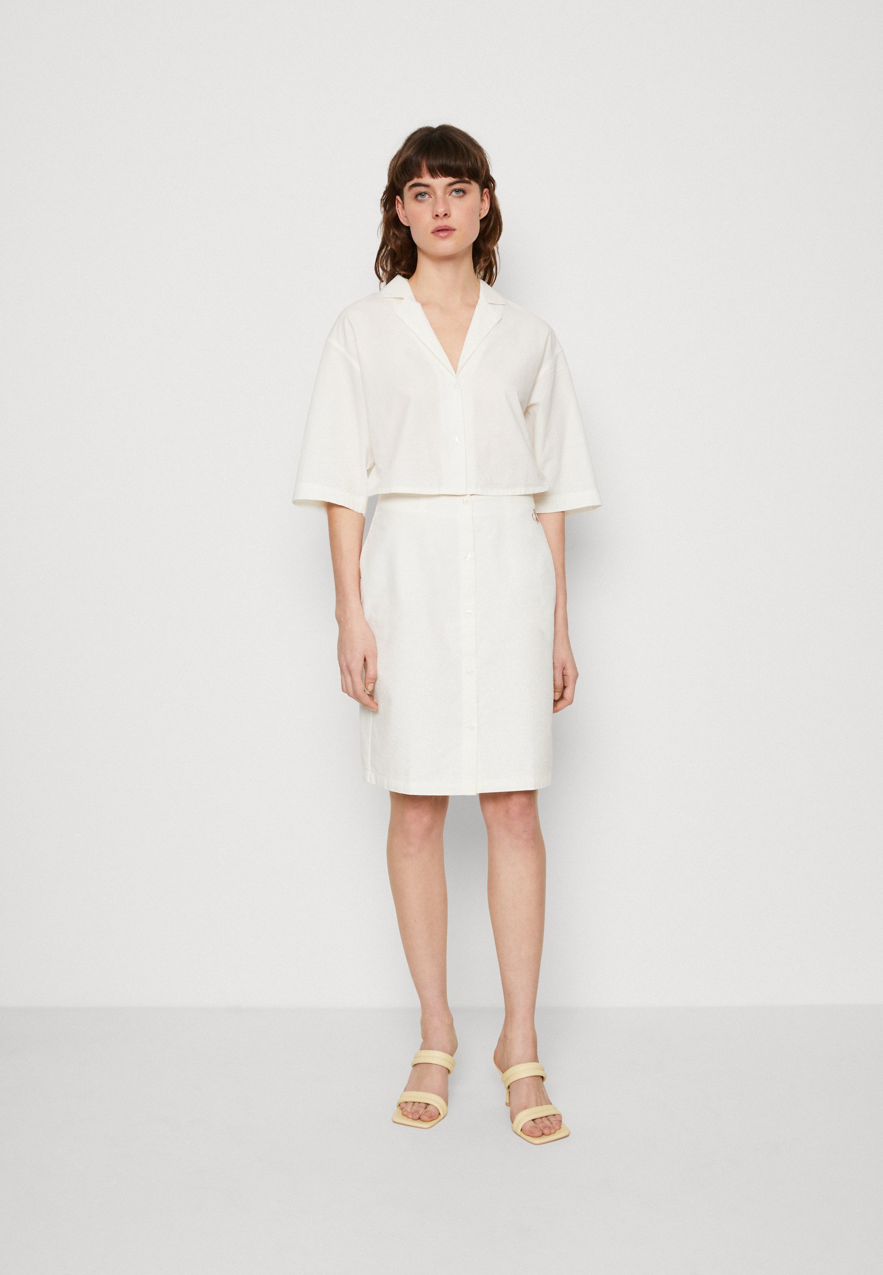 short sleeve shirt dress white