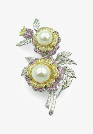 HEBE JEWELS, ELEGANT FLOWER - Broche - silber rot weiss
