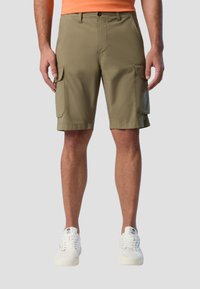 Pantaloni cargo color khaki con davanti piatto, due tasche laterali e una vestibilità leggermente ampia. Realizzati in tessuto leggero per il comfort.