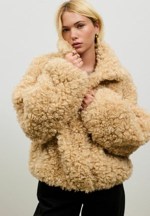 Next, CURLY FAUX FUR FUNNEL NECK BOMBER JACKET - Winter jacket - caramel brown