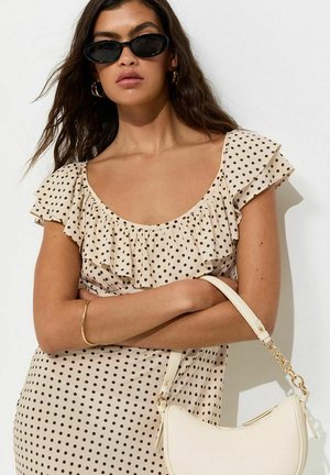 New Look, SPOT PRINT RUFFLE TRIM MIDI DRESS - Vestido informal - off white