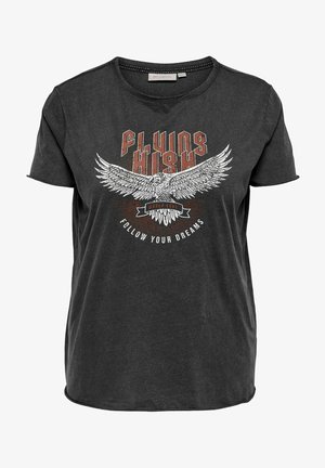 CURVY - T-shirt z nadrukiem - black