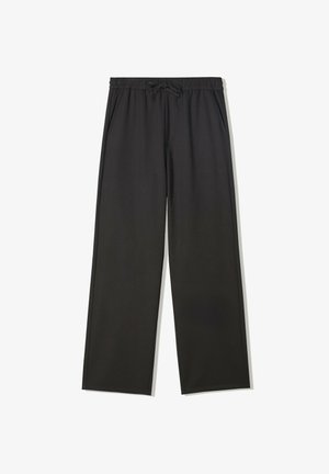 Bershka STRAIGHT-FIT TAILORED - Nohavice - black