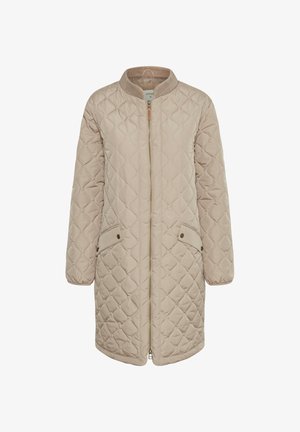 Gaiši beidža krāsas dūnu jaka ar stāvošu apkakli, garām piedurknēm un divām priekšējām kabatām. Iekļauj priekšējo rāvējslēdzēju un diskrētu šūšanas rakstu.