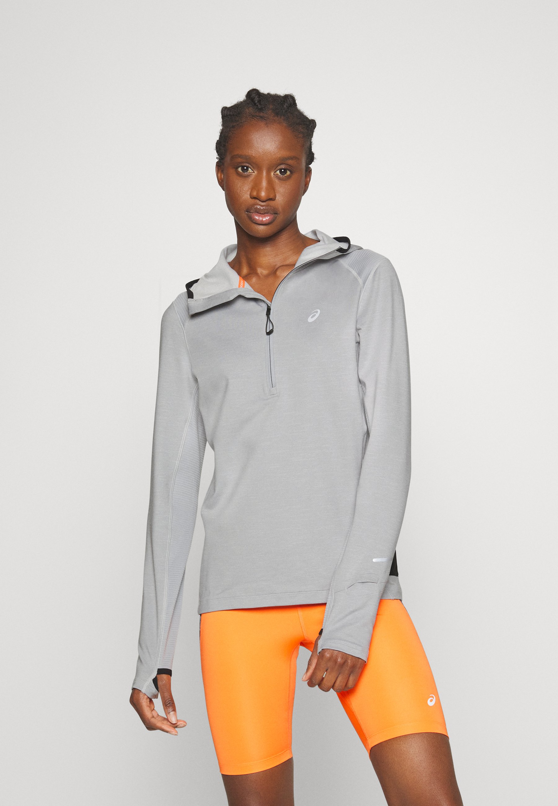 ASICS WINTER RUN HOODIE - Sweatshirt - glacier grey heather/performance  black/light grey - Zalando.co.uk