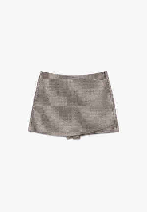 INSIDE MINI CRUZADA CUADROS - Minifalda - beige