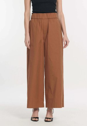 UKA -  WIDE MEDIUM WAIST LIGHTWEIGHT - Trousers - noisette
