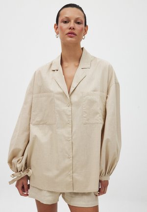 FRONT POCKET TIE SLEEVE - Pogājama blūze - beige