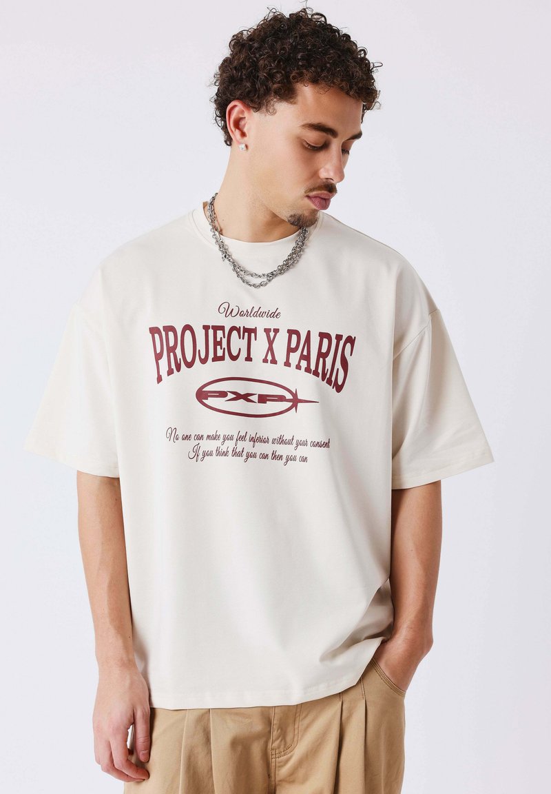 Project X Paris MANCHES COURTES VARSITY - Camiseta estampada - creme ...