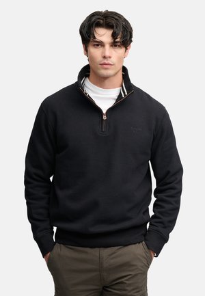 Superdry & Co, SUPERDRY SWEATSHIRT ESSENTIAL SERIF LOGO HALF ZIP - Sweatshirt - black