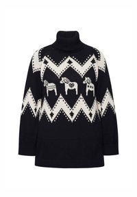 Ulla Popken FAIR ISLE TURTLENECK - Strickpullover - black