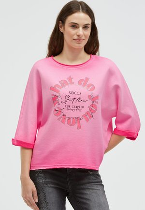 OIL DYED MIT KURZARM FRONTPRINT - Sweatshirt - neon rose