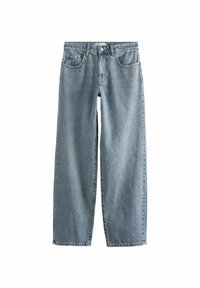 Jeans din denim albastru deschis, cu croială dreaptă, design cu cinci buzunare, cusături vizibile și închidere clasică cu nasture.