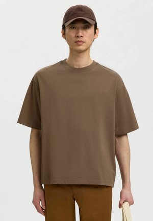 Selected, SLHRELAXASPEN PLY SS O NECK NOOS - Tricou basic - chocolate chip