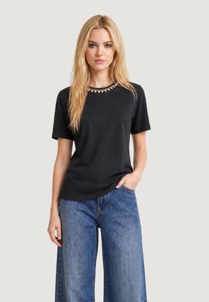 ONLY, ONLSANJA S/S O-NECK BLING TOP BOX CC JRS 15377518 - T-shirt con stampa - black
