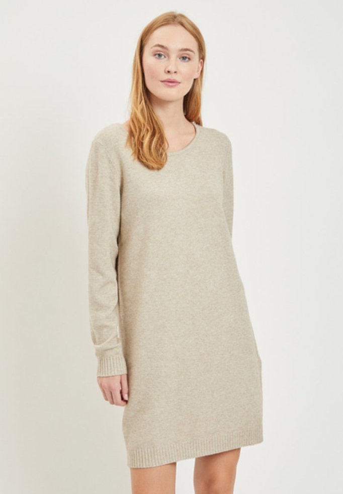 Vila VIRIL DRESS Stickad klänning natural melange Billiga Stickade klänningar från Vila för Kvinna på Rea